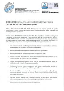 INTEGRATED QUALITY AND ENVIRONMENTAL POLICY