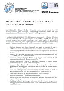 Politica integrata per la qualitè e l'ambiente